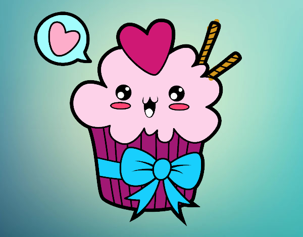 Cupcake kawaii con lazo