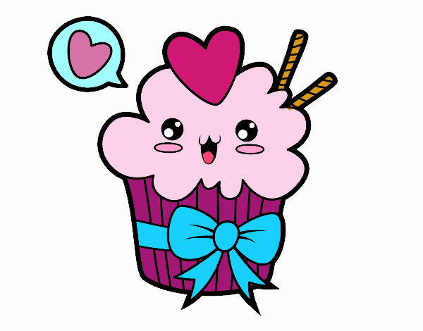 Cupcake kawaii con lazo