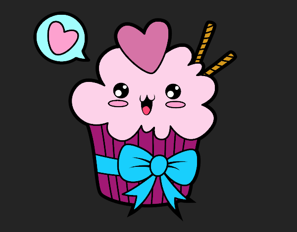 Cupcake kawaii con lazo