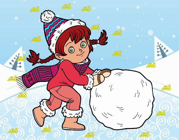 Dibujo Niña con gran bola de nieve pintado por Mariaerazo