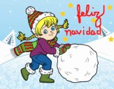 Dibujo Niña con gran bola de nieve pintado por thevanessa