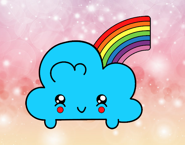 Nube con arco iris kawaii