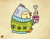 Pajarito tomando un té