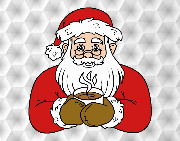 Papá Noel con taza de café