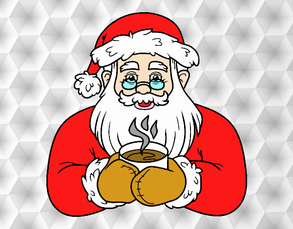 Papá Noel con taza de café