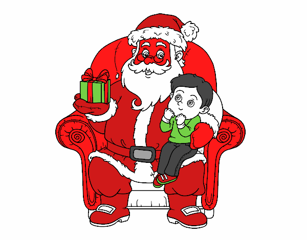 Papá Noel y niño en Navidad