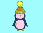 Pingüino con gorro de invierno