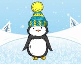 Pingüino con gorro de invierno