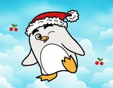 Pingüino con gorro de Navidad