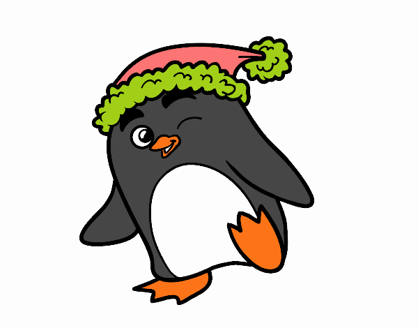 Pingüino con gorro de Navidad