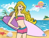 Barbie con tabla de surf