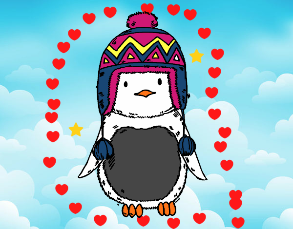 Bebé pingüino con gorrito