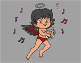 Cupido tocando el arpa