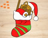 Dibujo Gatito durmiendo en un calcetín de Navidad pintado por 104gh