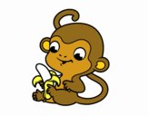 Dibujo Monito con plátano pintado por monkeyreve