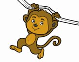 Dibujo Mono colgado de una rama pintado por monkeyreve