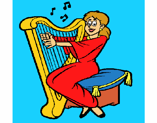 Mujer tocando la arpa