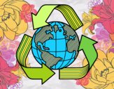 Dibujo Mundo Reciclaje pintado por mandalis