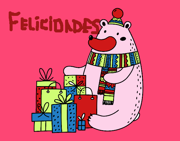 Oso con regalos de Navidad