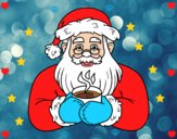 Papá Noel con taza de café