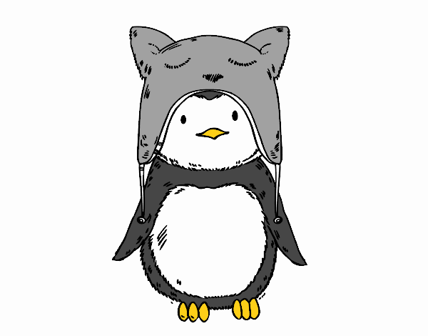 Pingüino con gorrito divertido