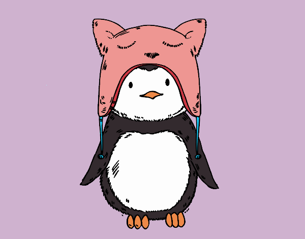 Pingüino con gorrito divertido