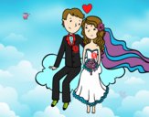 Recién casados en una nube