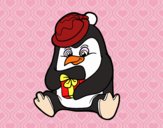 Un pingüino con regalo de Navidad