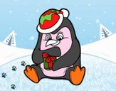 Un pingüino con regalo de Navidad