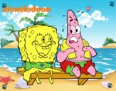 Bob Esponja y Patricio en bañador