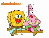 Bob Esponja y Patricio en bañador