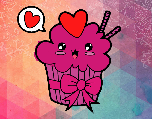 Cupcake kawaii con lazo