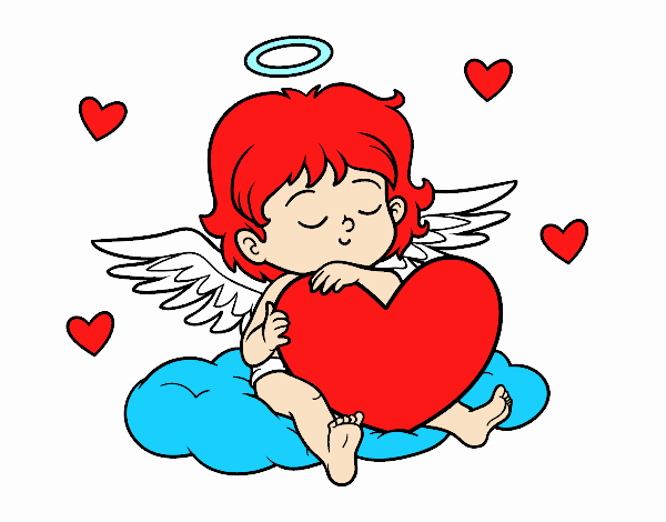 Dibujo Cupido con corazón pintado por Francesita
