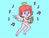 Cupido tocando el arpa