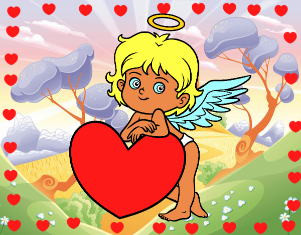 Cupido y un corazón