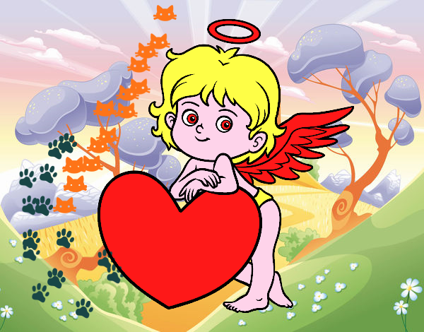 Cupido y un corazón