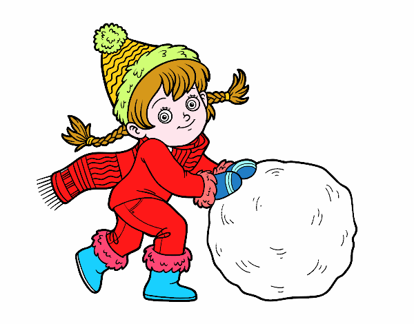 Niña con gran bola de nieve