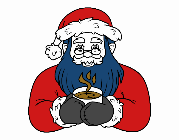 Papá Noel con taza de café