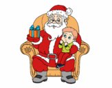 Dibujo Papá Noel y niño en Navidad pintado por AgusNet