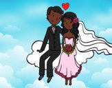 Recién casados en una nube