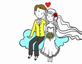 Recién casados en una nube