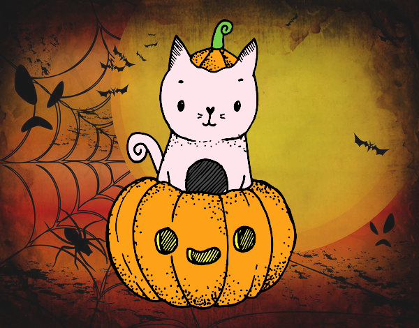 Dibujo Un gatito de Halloween pintado por Xxkenny3xx