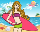 Barbie con tabla de surf