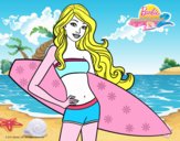 Barbie con tabla de surf