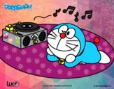 Doraemon escuchando música