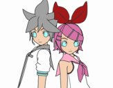 Dibujo Len y Rin Kagamine Vocaloid pintado por Natalia-