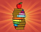 Libros y manzana