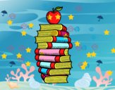 Libros y manzana