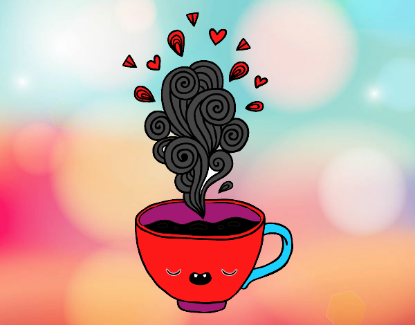 Dibujo de Taza de café kawaii para Colorear - Dibujos.net