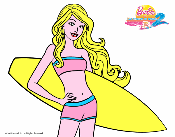 Barbie con tabla de surf